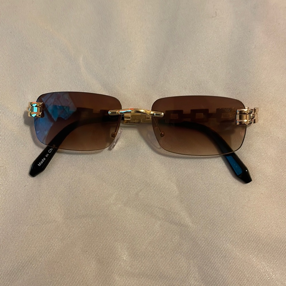 1pair Chain Detail Rimless Fashion Glasses For Daily Life